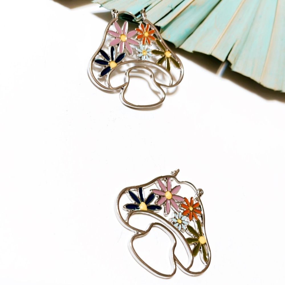 Mushroom earrings in silver #542